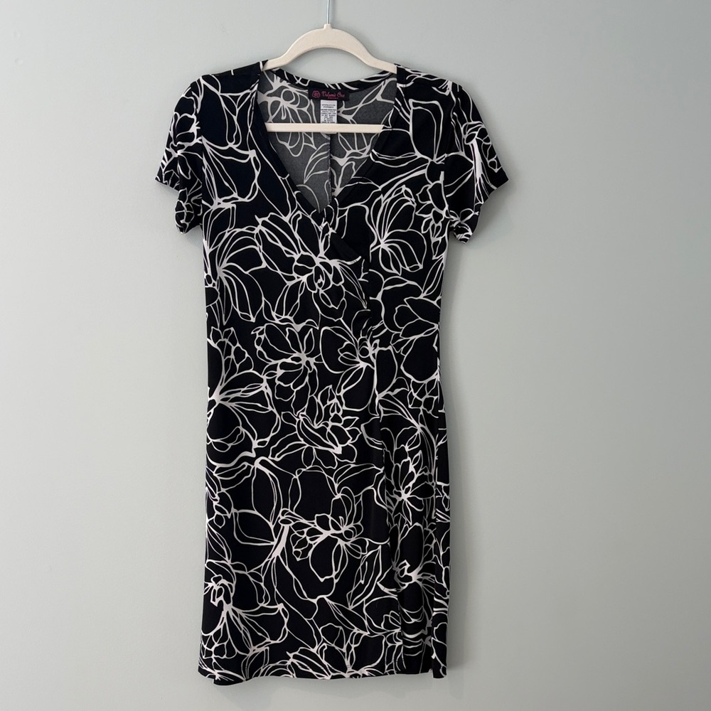 Elegant Black and White Floral Dress